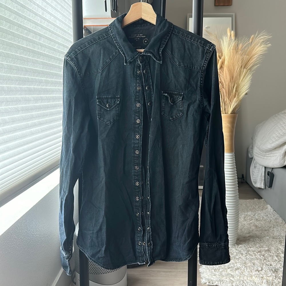 All Saints very rare denim black double buttons shirt.